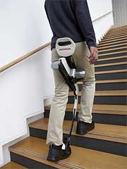 Going up stairs while wearing the device